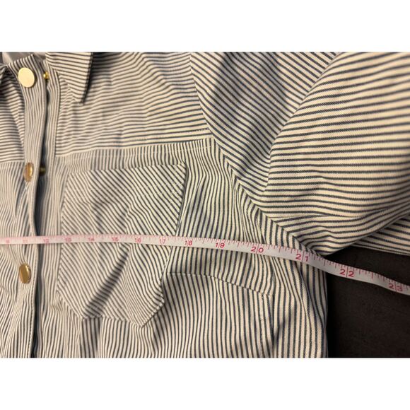 Chico's Fully Lined Snap Striped Jacket - Sz 2 (12/14) - Picture 8 of 15
